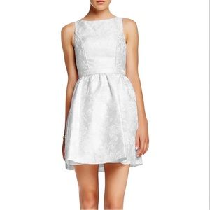 Aidan Mattox Ivory Floral Jacquard Print Mini Cocktail Dress NEW US 8
